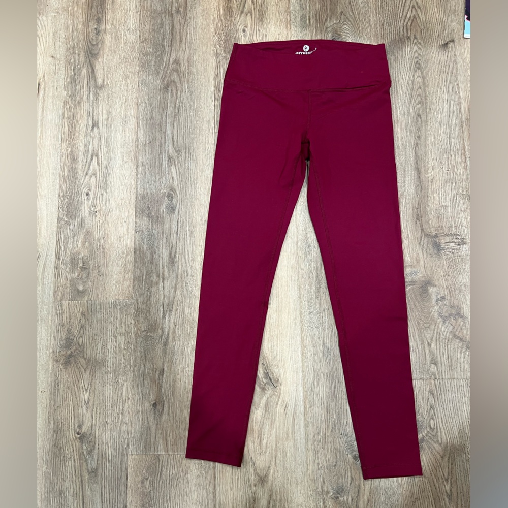 90 Degree By Reflex Red Leggings Stretchy Full-Length Fit